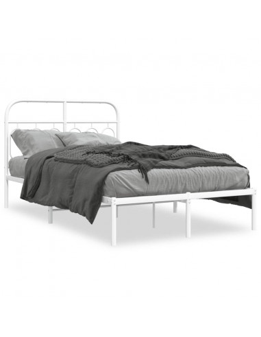 Giroletto con Testiera in Metallo Bianco 120x200 cm