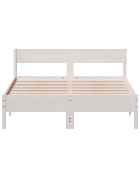 Giroletto con Testiera Bianco 160x200 cm Legno Massello di Pino