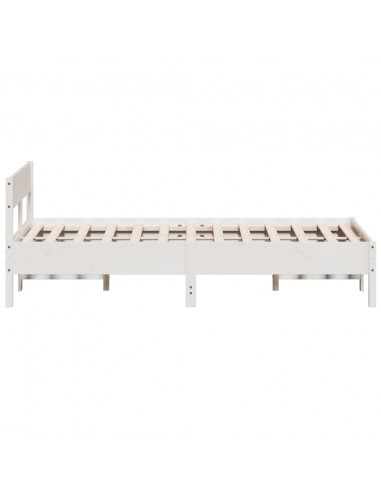 Giroletto con Testiera Bianco 160x200 cm Legno Massello di Pino