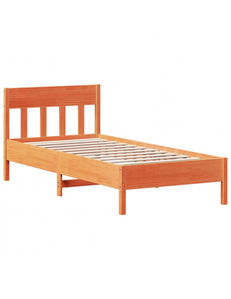 Letto senza Materasso Marrone Cera 100x200 cm in Legno di Pino