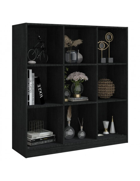 Libreria/Divisorio Nero 104x33,5x110 cm in Massello di Pino