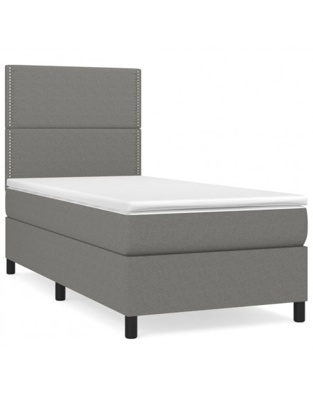 Giroletto a Molle con Materasso Grigio Scuro 90x200 cm Tessuto