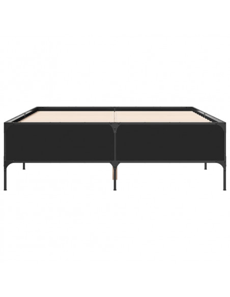 Giroletto Nero 160x200 cm in Legno Multistrato e Metallo