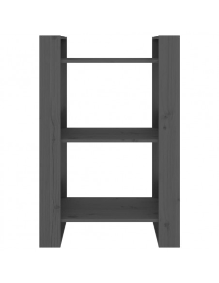 Libreria/Divisorio Grigio 60x35x91 cm in Legno Massello di Pino