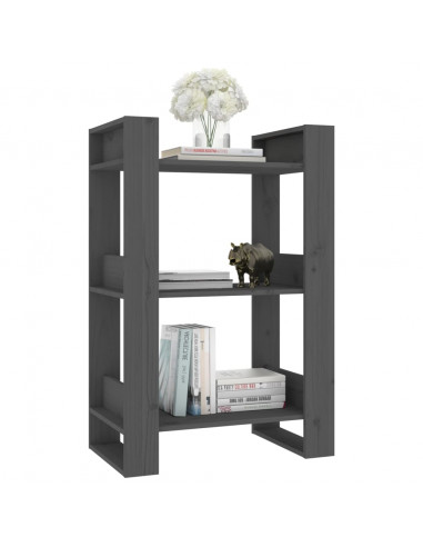 Libreria/Divisorio Grigio 60x35x91 cm in Legno Massello di Pino