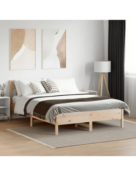Giroletto con Testiera 140x190 cm in Legno Massello di Pino