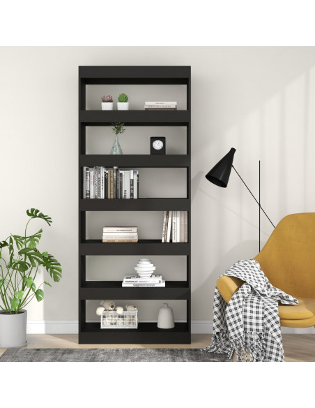 Libreria/Divisorio Nero 80x30x198 cm in Truciolato