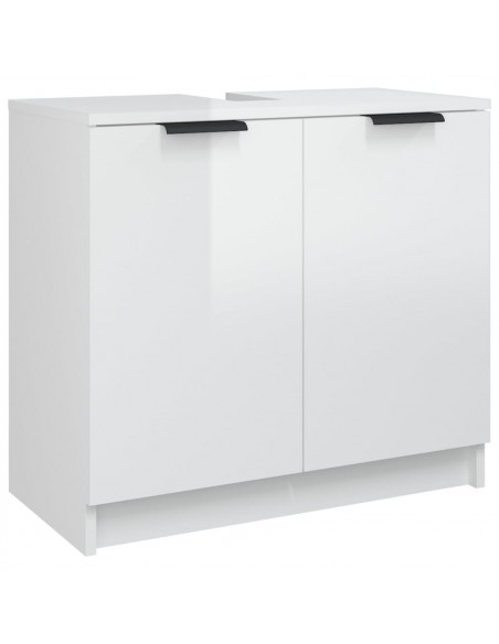 Mobile da Bagno Bianco Lucido 64,5x33,5x59 cm Legno Multistrato