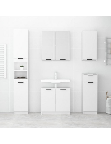 Mobile da Bagno Bianco Lucido 64,5x33,5x59 cm Legno Multistrato