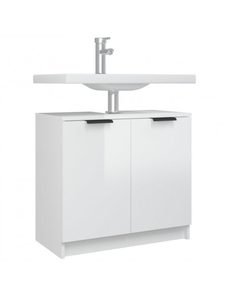 Mobile da Bagno Bianco Lucido 64,5x33,5x59 cm Legno Multistrato