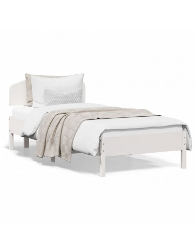 Giroletto con Testiera Bianco 100x200 cm Legno Massello di Pino