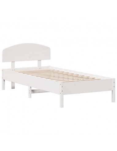 Giroletto con Testiera Bianco 100x200 cm Legno Massello di Pino