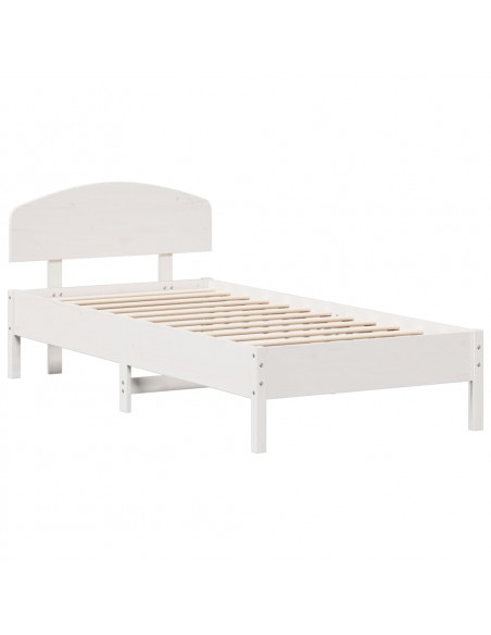 Giroletto con Testiera Bianco 100x200 cm Legno Massello di Pino