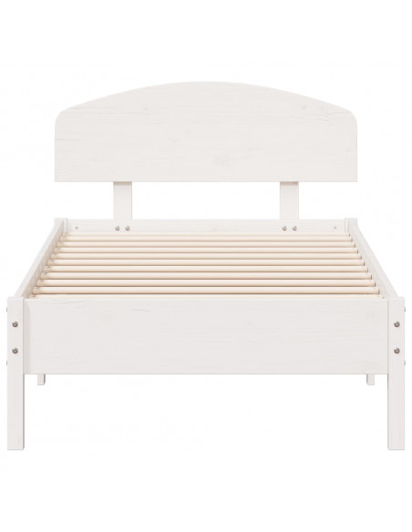 Giroletto con Testiera Bianco 100x200 cm Legno Massello di Pino