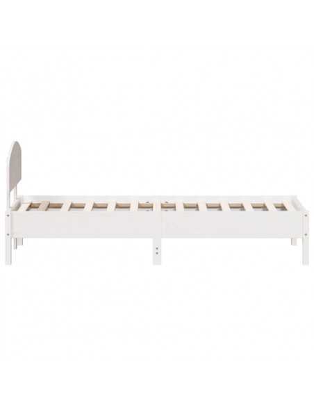 Giroletto con Testiera Bianco 100x200 cm Legno Massello di Pino