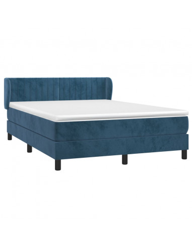 Giroletto a Molle con Materasso Blu Scuro 140x200 cm in Velluto