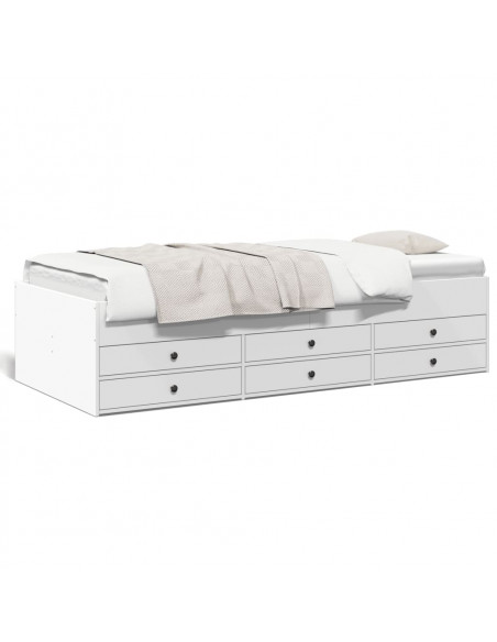 Divano Letto con Cassetti Bianco 75x190 cm in Legno Multistrato