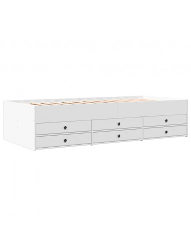Divano Letto con Cassetti Bianco 75x190 cm in Legno Multistrato