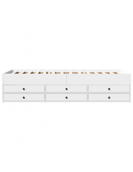 Divano Letto con Cassetti Bianco 75x190 cm in Legno Multistrato