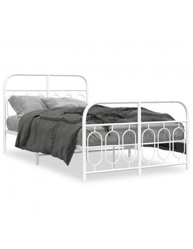Giroletto con Testiera e Pediera Metallo Bianco 120x200 cm