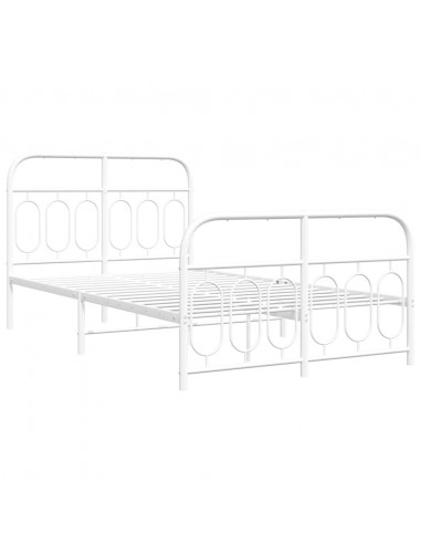 Giroletto con Testiera e Pediera Metallo Bianco 120x200 cm