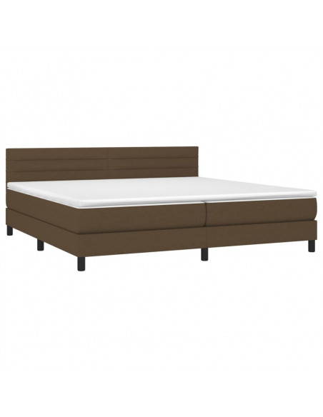 Giroletto a Molle con Materasso Marrone Scuro 200x200cm Tessuto