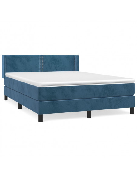 Giroletto a Molle con Materasso Blu Scuro 140x200 cm in Velluto
