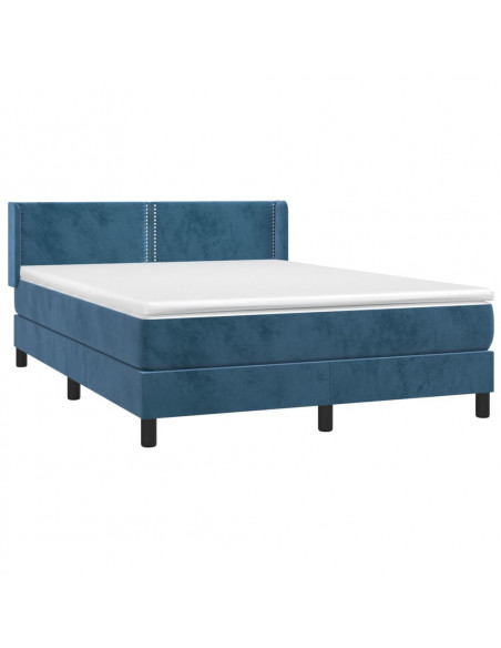 Giroletto a Molle con Materasso Blu Scuro 140x200 cm in Velluto