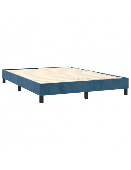 Giroletto a Molle con Materasso Blu Scuro 140x200 cm in Velluto