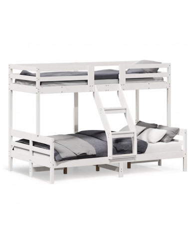 Letto a Castello 90x200/120x200cm Bianco Legno Massello di Pino