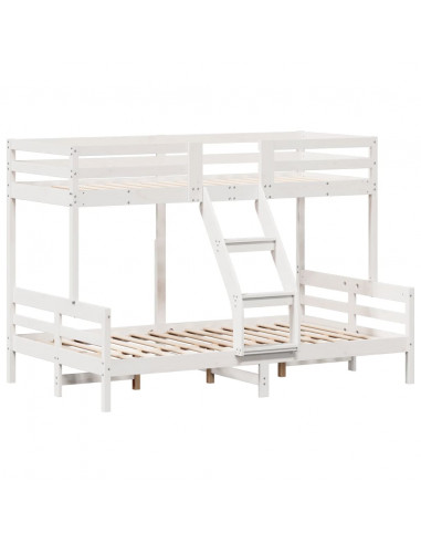 Letto a Castello 90x200/120x200cm Bianco Legno Massello di Pino