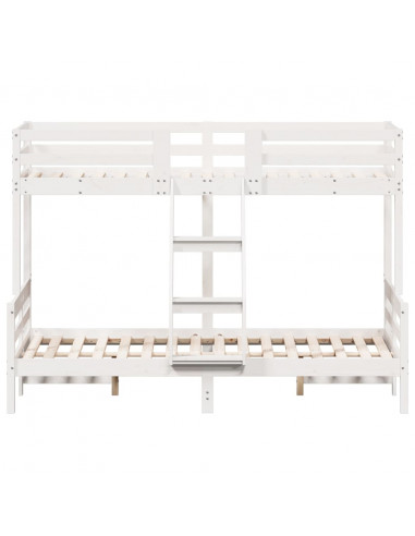 Letto a Castello 90x200/120x200cm Bianco Legno Massello di Pino