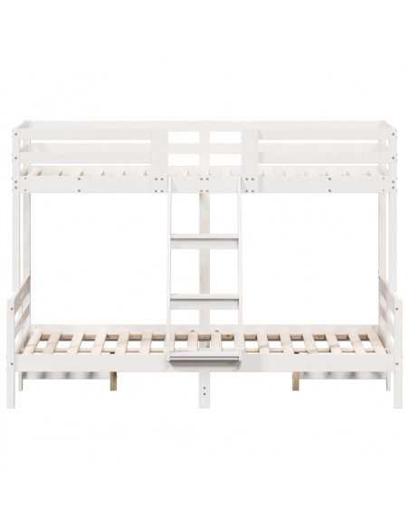 Letto a Castello 90x200/120x200cm Bianco Legno Massello di Pino