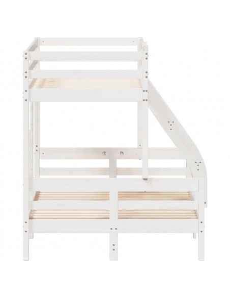 Letto a Castello 90x200/120x200cm Bianco Legno Massello di Pino