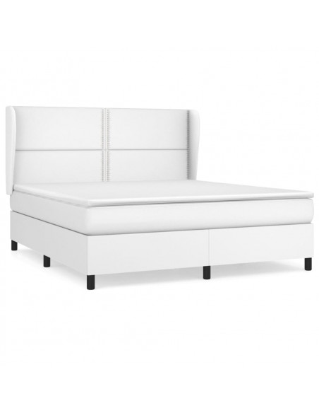Giroletto a Molle con Materasso Bianco 160x200 cm in Similpelle