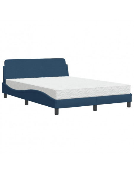 Letto con Materasso Blu 140x200 cm in Tessuto