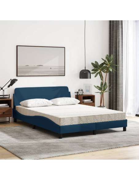 Letto con Materasso Blu 140x200 cm in Tessuto