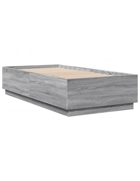 Giroletto Luci LED Grigio Sonoma 90x190 cm in Legno Multistrato