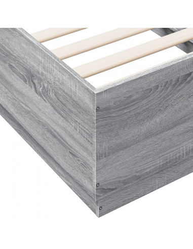 Giroletto Luci LED Grigio Sonoma 90x190 cm in Legno Multistrato