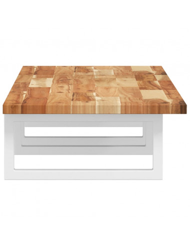 Ripiano a Parete per Lavabo in Acciaio e Massello di Acacia