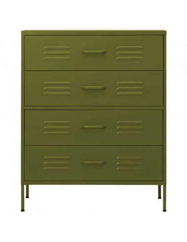 Cassettiera Verde Oliva 80x35x101,5 cm in Acciaio
