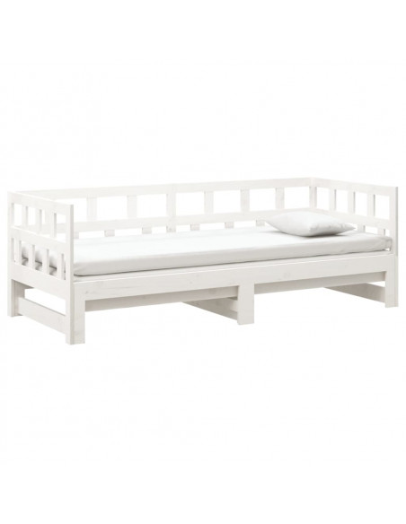 Dormeuse Estraibile Bianca Legno Massello di Pino 2x(90x200) cm