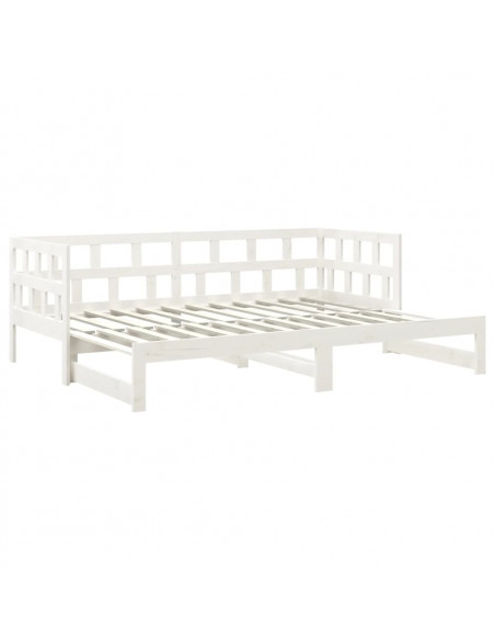 Dormeuse Estraibile Bianca Legno Massello di Pino 2x(90x200) cm