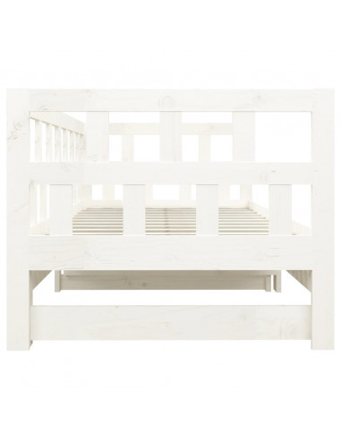 Dormeuse Estraibile Bianca Legno Massello di Pino 2x(90x200) cm