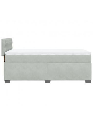 Giroletto a Molle con Materasso Grigio Chiaro 90x190 cm Velluto