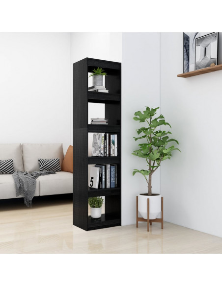 Libreria/Divisorio Nero 40x30x167,5 cm in Massello di Pino