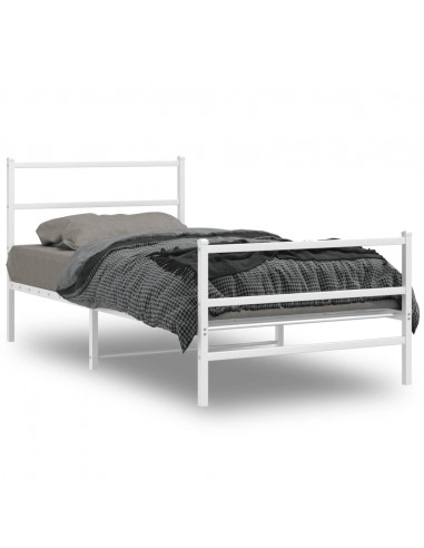 Giroletto con Testiera e Pediera Metallo Bianco 100x190 cm