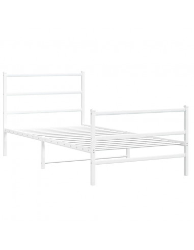 Giroletto con Testiera e Pediera Metallo Bianco 100x190 cm