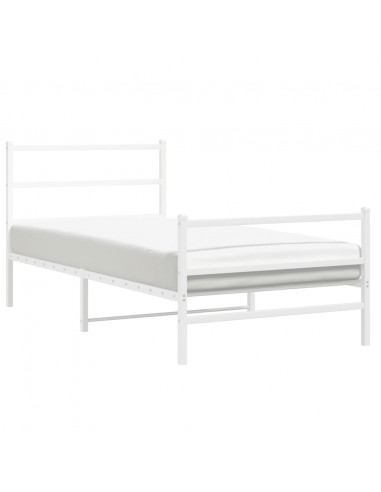 Giroletto con Testiera e Pediera Metallo Bianco 100x190 cm