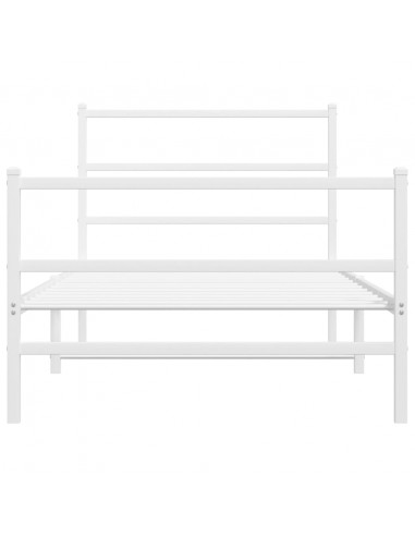 Giroletto con Testiera e Pediera Metallo Bianco 100x190 cm